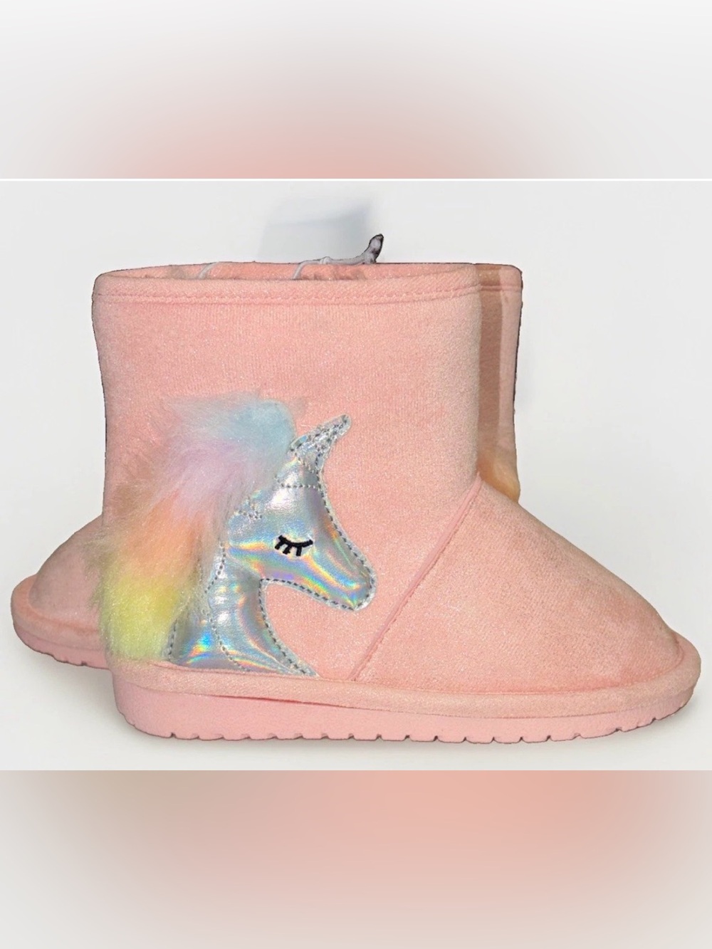 The Children's Place Pink Unicorn Faux Fur Ankle Bootie Kids US 8